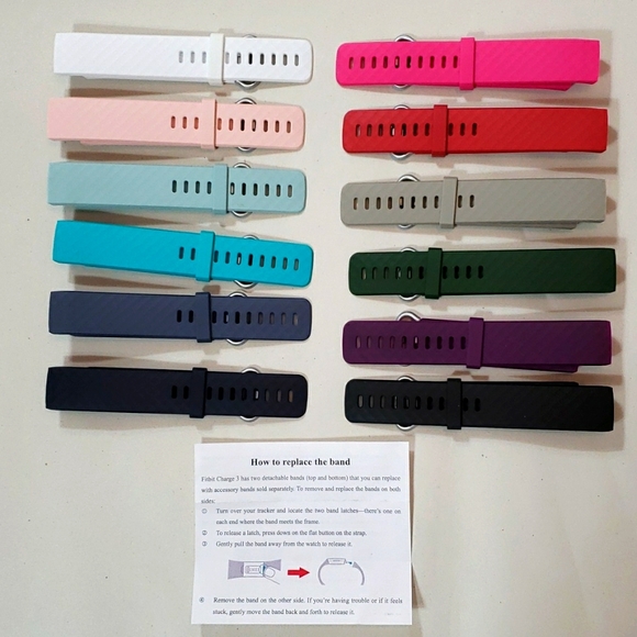 Other - NEW 12 Wristbands for Fitbit Charge 3 12 pack, multi color generic brand